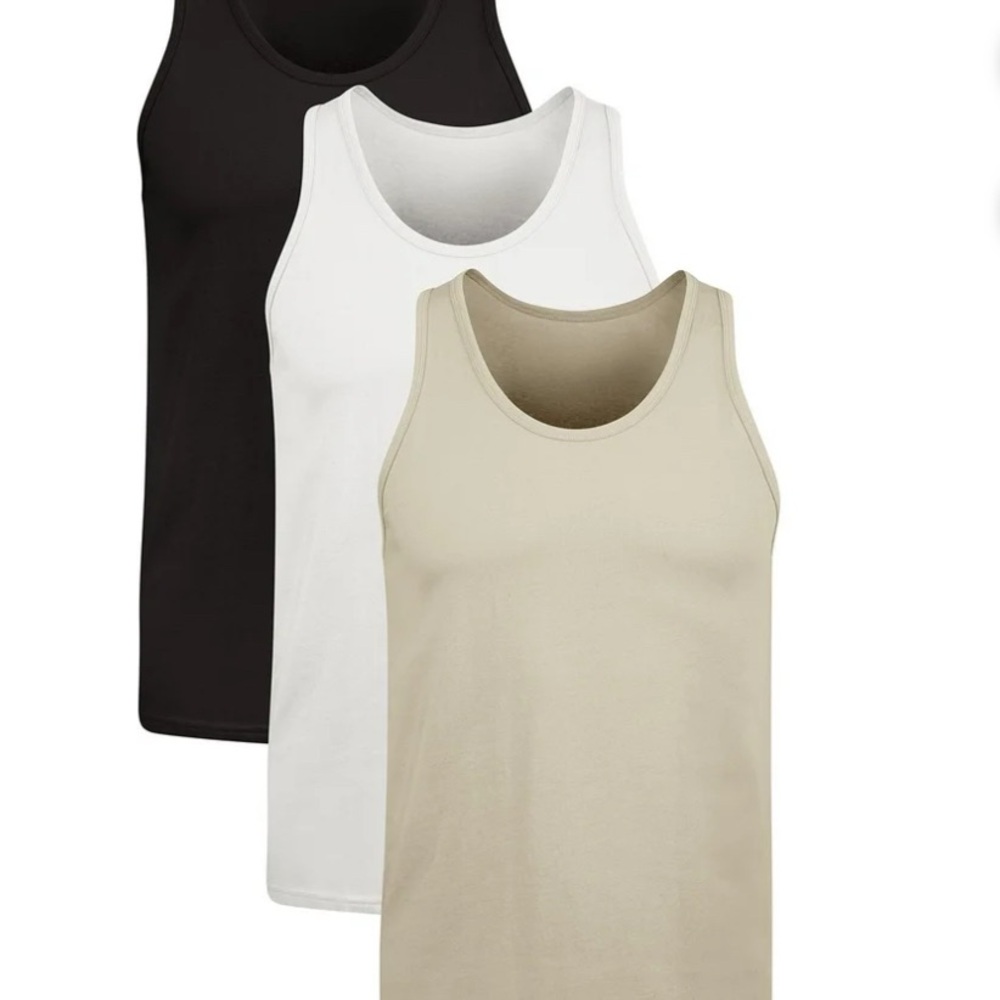 Black and White Scoop Neck Ribbed Tank Tops
